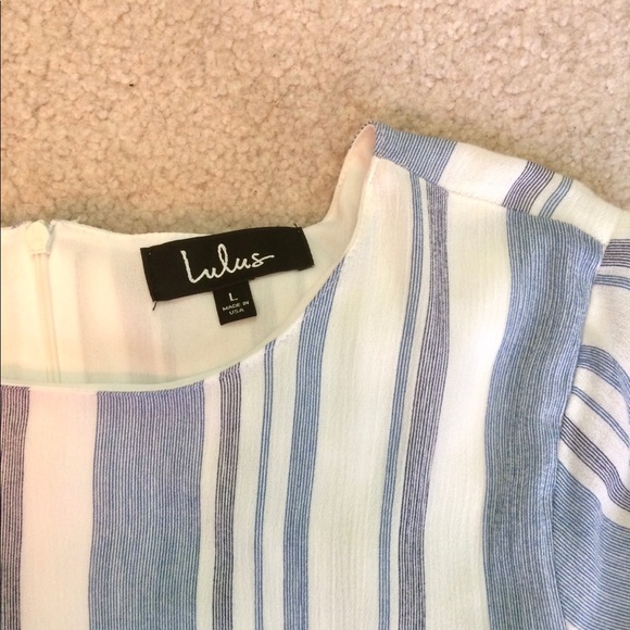 Blue and white stripped short sleeve shift dress - Picture 4 of 5